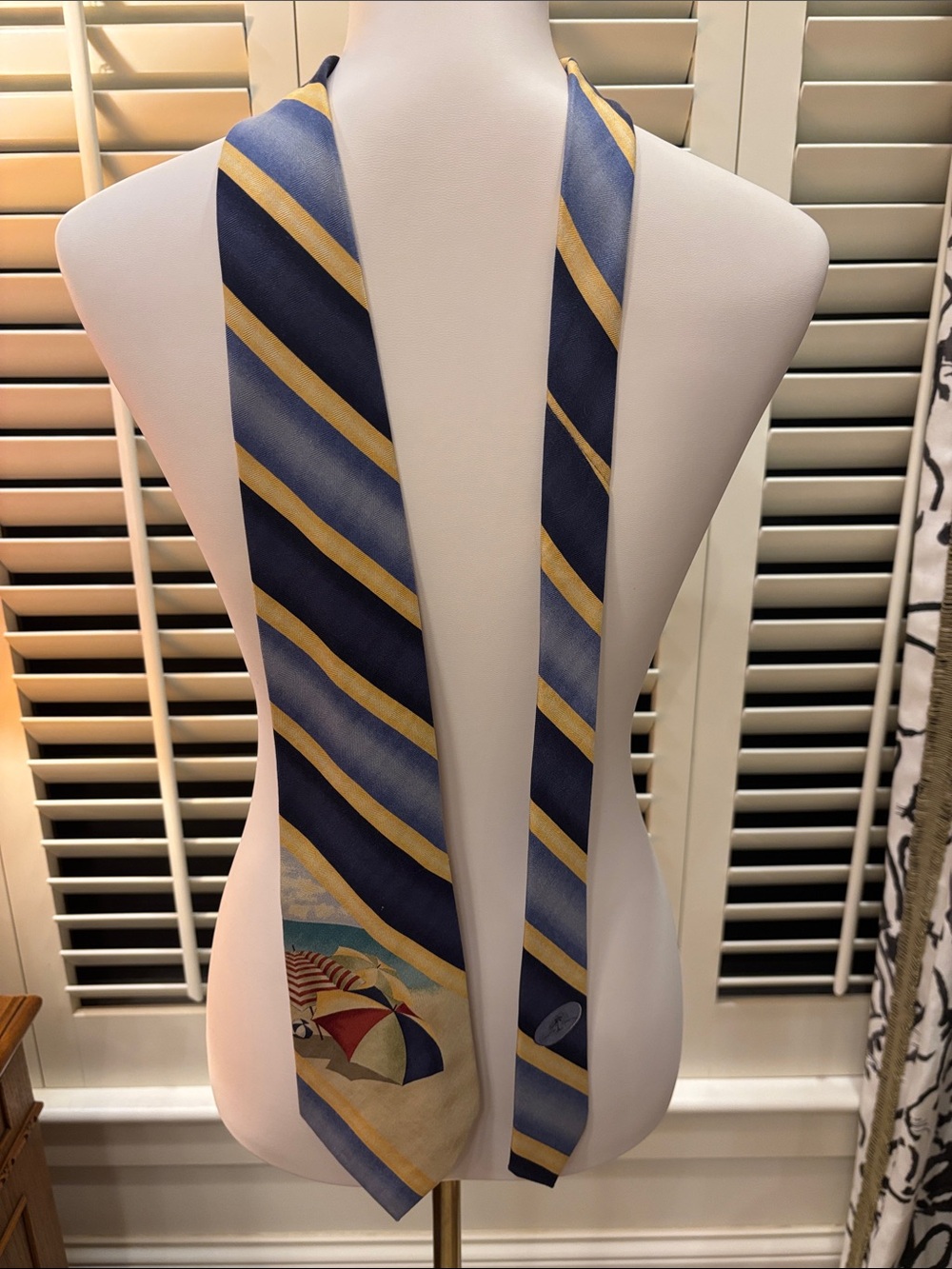 Striped Navy and Gold Silk Tie - Men Accessories